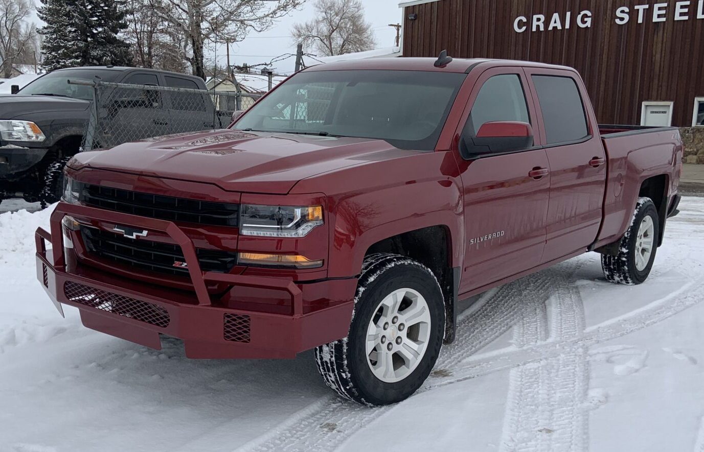 Custom bumper on Chevy in red